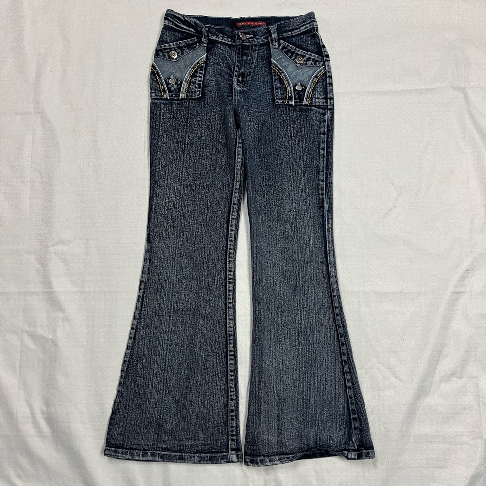 Reno-Top ladies boot cut jeans ( no size tag) measurements are  W26 L37